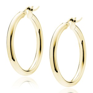 Cercei rotunzi argint placati cu aur galben Ø30 mm x 3 mm Classic Hoops DiAmanti KHR330G-DIA (Argint 925‰ 4,3 g.)